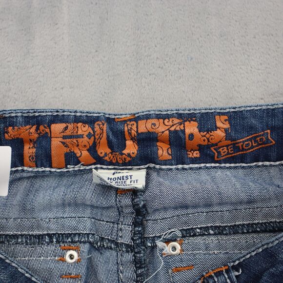 Truth Pants Womens 3 Blue Denim Flat Front Low Rise Fit Bootcut Pockets Jeans - Picture 2 of 16